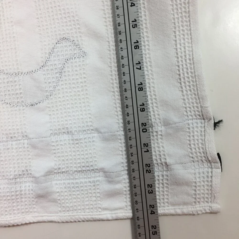 Crate & Barrel Set of 2 White Waffle Weave Dish Towels Duck Brown 24